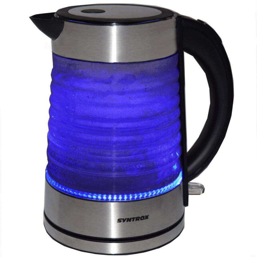 1,7 Liter Wasserkocher Agua aus Glas & Edelstahl mit blauem LED Licht