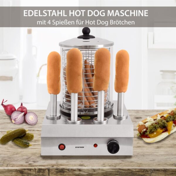 Hot Dog Maker mit 4 Spießen Würstchenwärmer Bockwurstwärmer