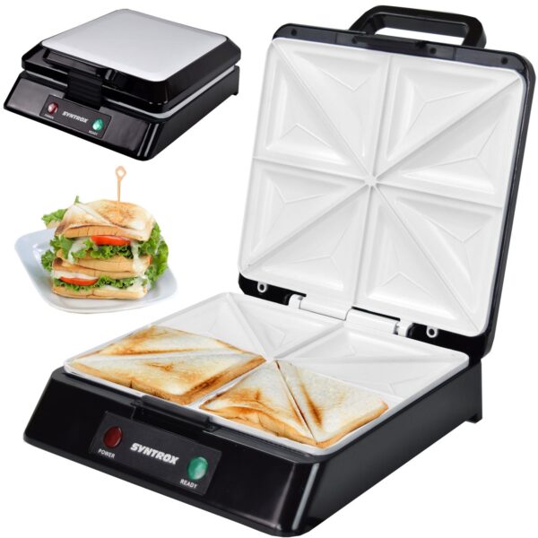Sandwichmaker XXL mit Keramikplatten Thermostat und Edelstahldekor